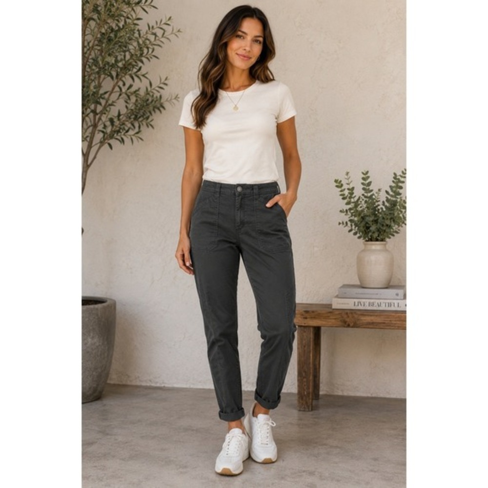Democracy Ab Technology Utility Cargo Pants Charcoal Gray Straight Leg Women's 8
